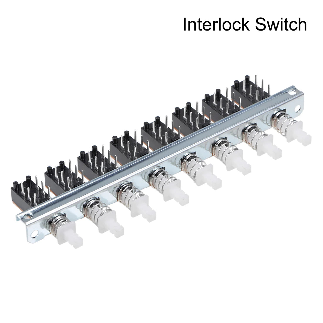 Interlock Push Button Switch Piano Type DPDT 6 Pin 4/6/8 Row Straight Through Hole Straight Key Switch for Electronic Products