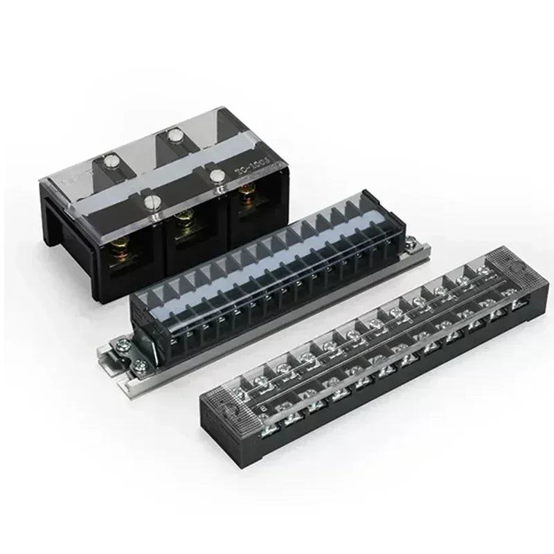 TB1503 TB2503 TB4512 Screw Terminal Block Barrier Strip 15A 25A 45A Wire Connector with Flame Retardant PC Cover for DIN Rail