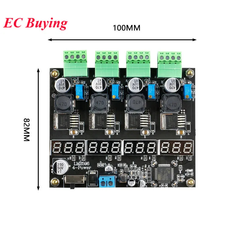 LM2596 Multi-channel Switching Power Supply Module 4-channel Digital Display DC-DC Adjustable Step-down Buck Output Power Board