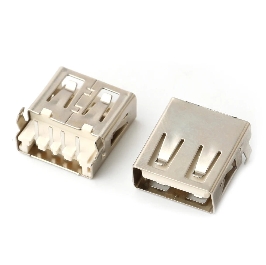 10Pcs USB 2.0 4Pin A Type Female Socket Connector G54 2 Feet 90/180 Degree Data Transmission Charging USB Connector