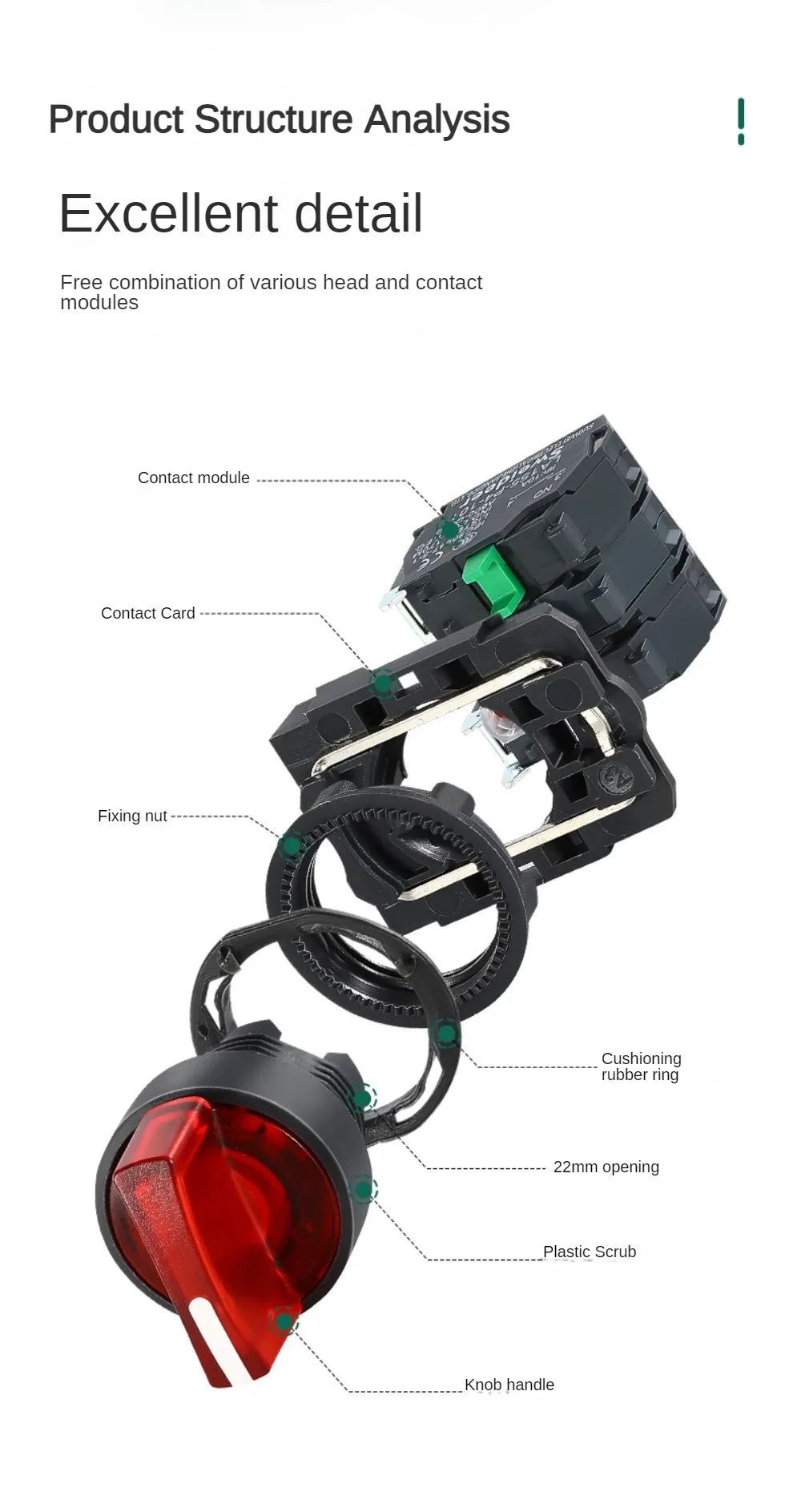 XB4 Knob Switch with LED 22mm 2/3Position Self Locking 1NO/2NO/1NO1NC Select Rotary Switch with Light 12V 24V 220V 10A Red Green