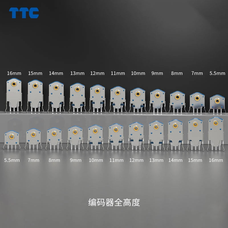 TTC Encoder 7/8/9/10/11/12/13/14/15/16mm Rotary Mouse Scroll Gold Wheel Encoder With 1.74mm Hole Mark,20-40g PC Mouse Dustproof