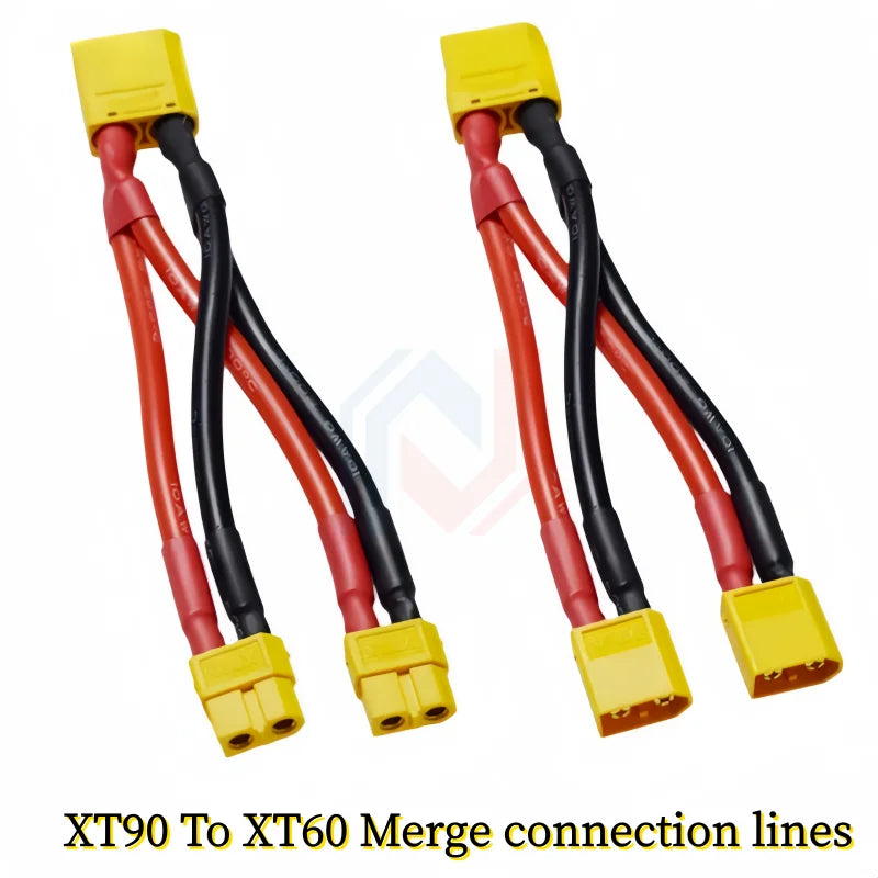 XT90 To XT60 Parallel Battery Cable 2-Way 12AWG Silicone Wire Male/Female Dual Extension Y Splitter for Battery Charger Motor