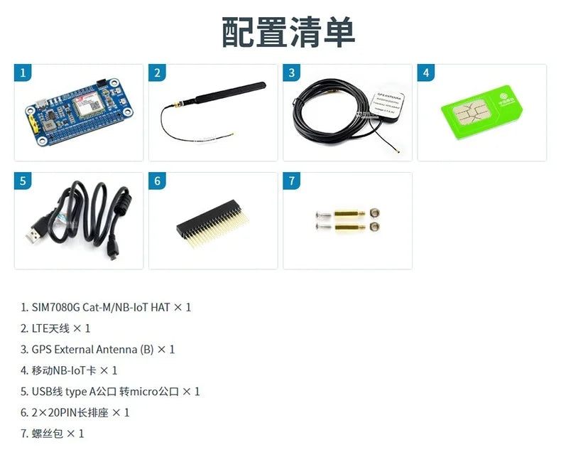 SIM7080G CAT-M/NB-IoT HAT IoT Global Communication EMTC GNSS