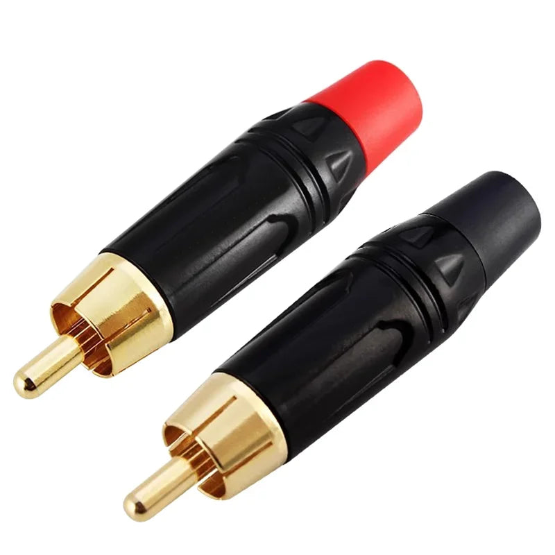 2/4/8/16PCS RCA Audio and Video Plug Connector RCA Male Lotus Jack Black Plating Electrophoresis with Gold Plated Head