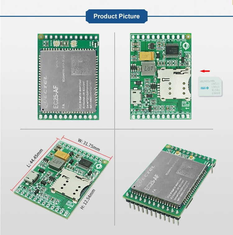 Quectel Double Row Pin EC25-A/AU/AUX/AF/AFX LTE Cat4 GNSS Development Core Board GPS Global Band And Graphics Card Processor