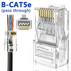 D-Sunty Rj45 Connector CAT5e CAT6 Pass Through Network UTP 8P8C Modular Pass Through Plug For Ethernet Cables