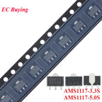 10pcs AMS1117 3.3V 5V 1A SOT-89 AMS1117-3.3S AMS1117-5.0S SOT89 Low Dropout Linear Voltage Regulator LDO IC Chip