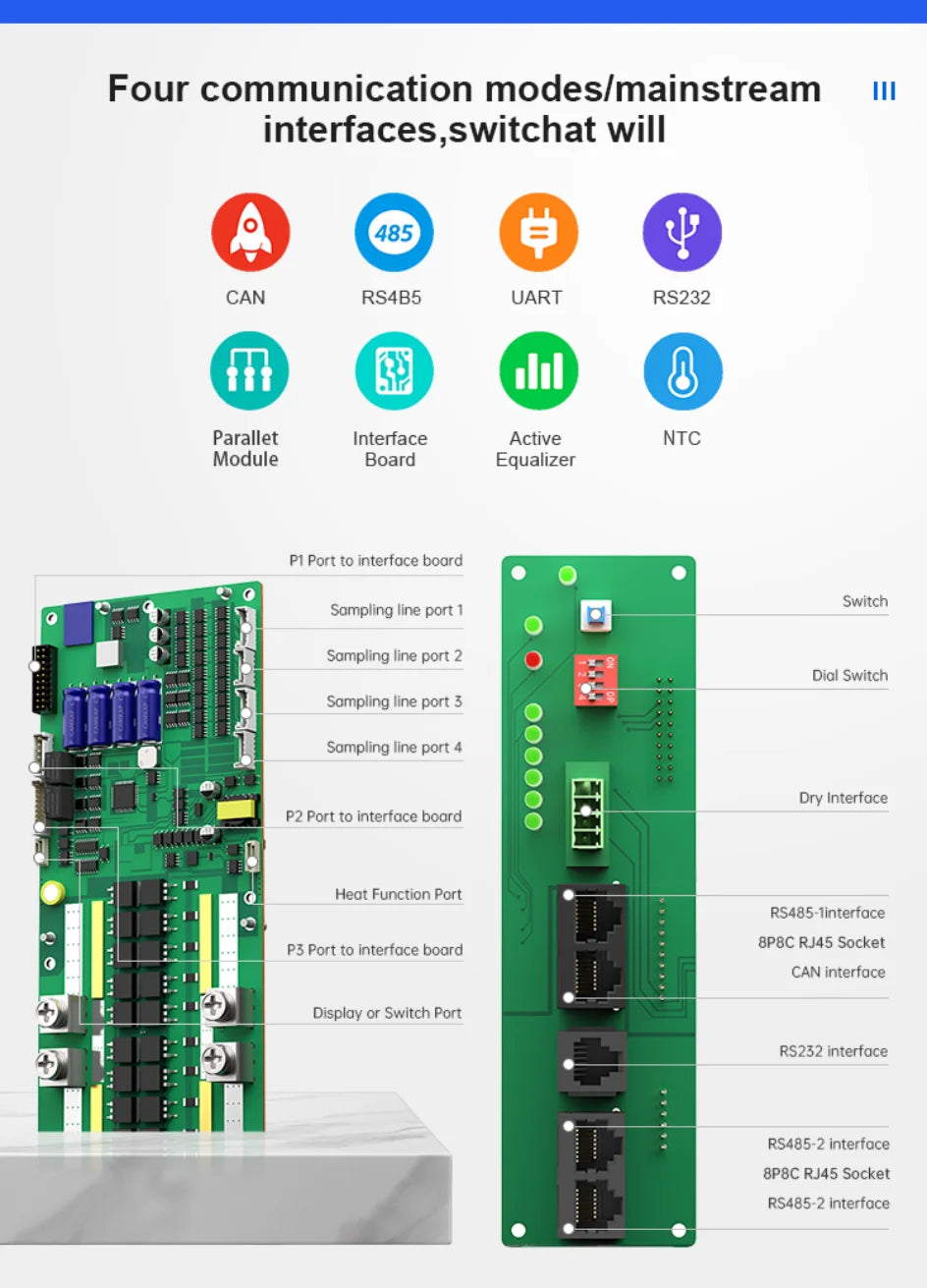 JIKONG PB2A16S20P Smart BMS 200A with 2A Active Balancer 8S 10S 12S 14S 16S 24V 48V LiFePo4 Li-Ion LTO Inverter Battery JK