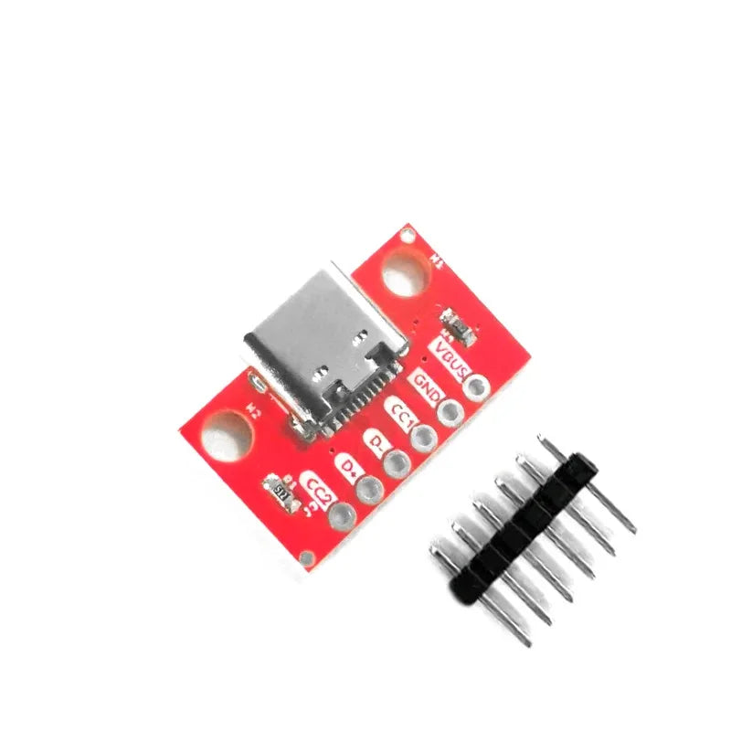 5PCS USB Type C Connector Board 3.1 Serial Basic Breakout Female  Board Red Adapter With Row Needles