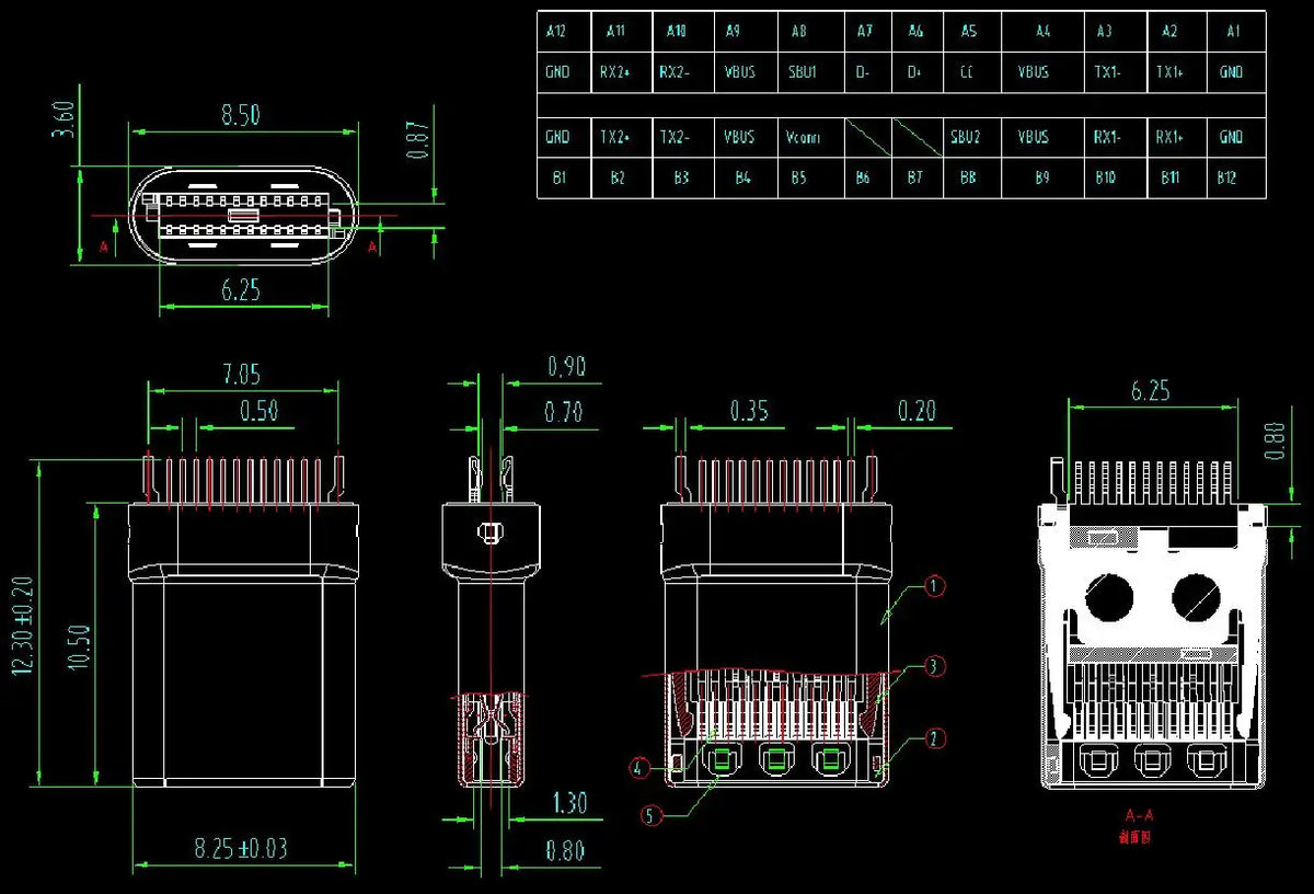 10Pcs USB 3.1 Type C 6/16/24 Pin Connector Male Female Charging Port PCB Mount Solder Socket