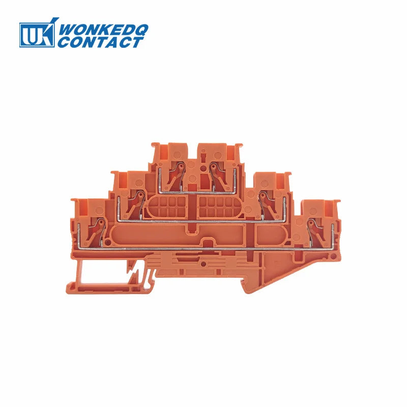 10Pcs PT2.5-3L Push-in Wiring Connector Triple 3 Level 2.5 mm² Cable 2.5mm Electrical Cable Din Rail Terminal Block PT 2.5-3L
