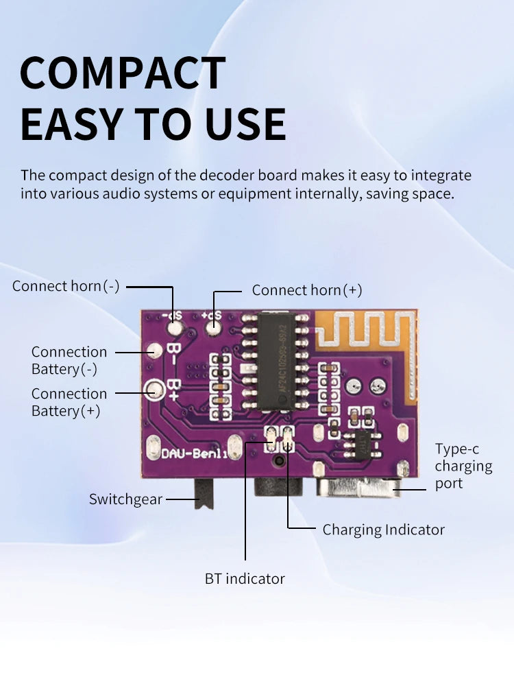 1-10 PCS DIY BT Audio Receiver Board DC 3.5V-5V 5W Mono Amplifier Decoder Board MP3 Player TWS 3.5mm AUX Speaker Stereo Module
