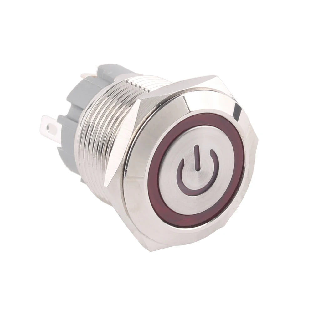 19mm Metal Push Button Switches 4Pins Short Terminals Button Latching Lock/ Self-reset 6V12V24v220V Red Green LED Light for PC