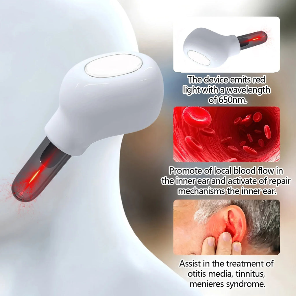 650nm Laser Ear Therapy Device | Tinnitus Relief Earplug for Otitis Media, Rhinitis & Sinusitis Care