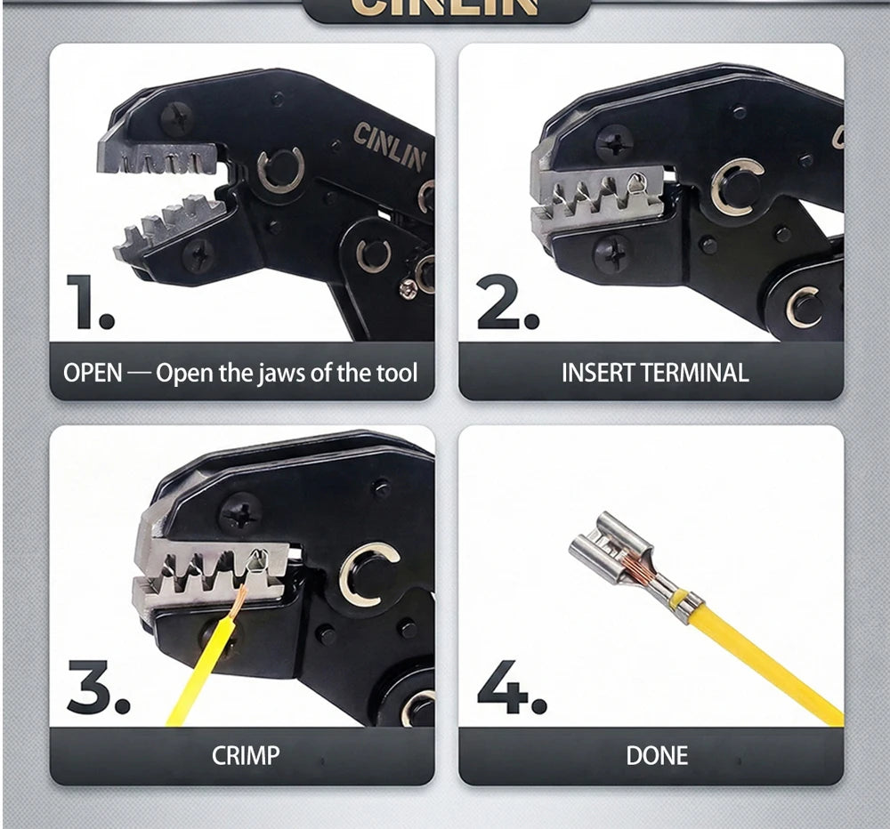 CLN-58B 0.25-1.5mm² Open Barrel Terminals Pliers Crimping Tool (24-16AWG) for JST, DuPont, Molex, PH XH 2.54 3.96 4.2mm Pitch