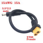 1pcs 10A Ultra-soft XT60 Plug Male Female Connector to  DC 5525/DC5521 Power Cable for Fly Multirotor Field Repairs Apply