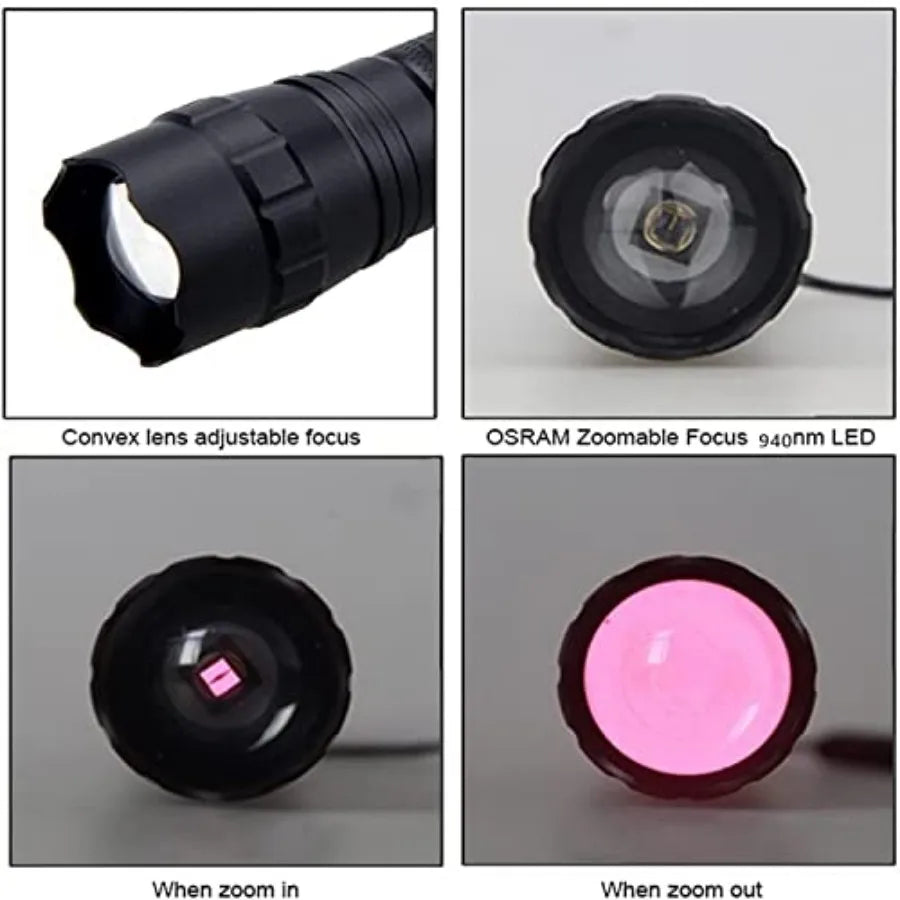 WINDFIRE 940nm IR LED Flashlight, Infrared Flashlight Light, Zoomable Infrared Torch for Hunting, Charger, Pressure Switch - Us