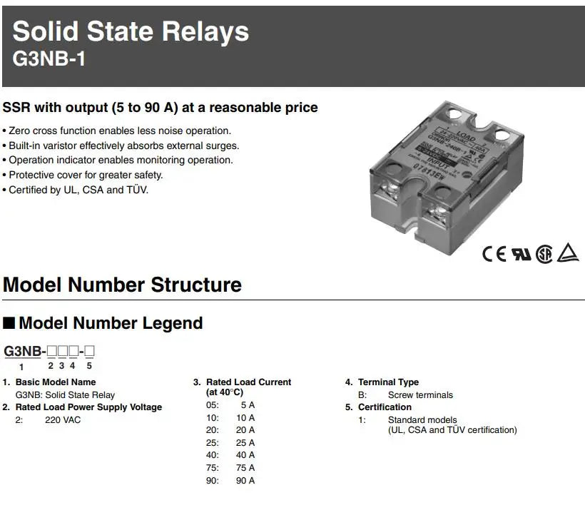 New and Original Omron SSR Solid State Relay G3NB-205B-1 210B 220B 225B 240B 275B 290B -1 G3NB-240B-UTU