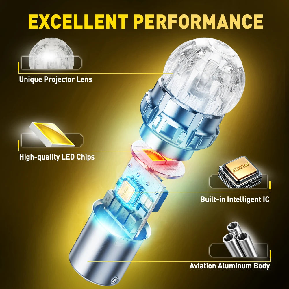 AUXITO 1156 BA15S P21W LED Canbus T20 W21/5W 7443 DRL P21/5W BAY15D 1157 T15 W16W T10 W5W LED Bulbs Reverse Stop Signal Lights