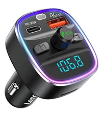 LENCENT Bluetooth 5.4 FM Transmitter with PD 30W &QC 18W Fast Charging Hands-Free Calling Wireless Radio Music Car Adapter