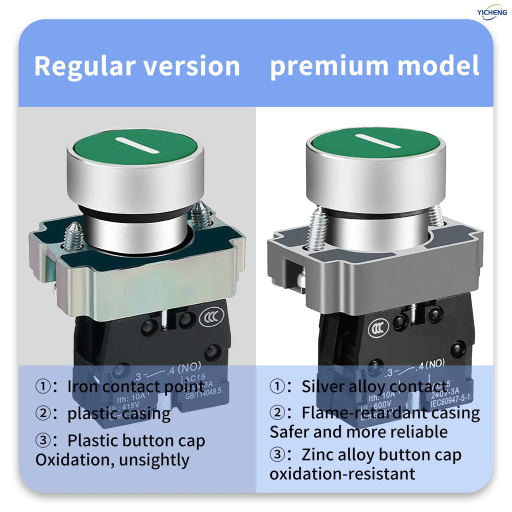 10Pcs 22MM Momentary symbols Push Button Switch 1NO1NC SPDT 10Amp 600V Metal Head Waterproof IP65,Control power button switch