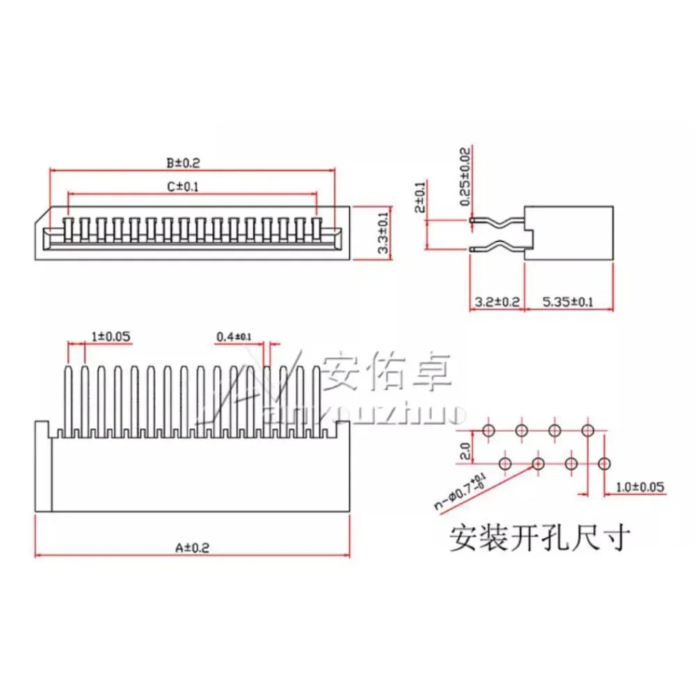 10pcs FPC FFC 1mm 1.0mm 4 5 6 7 8 9 10 11 12 13 14 15 16 17 18 20 22 24 25 26 28 30 Pin Straight Cable Connector for Electronics
