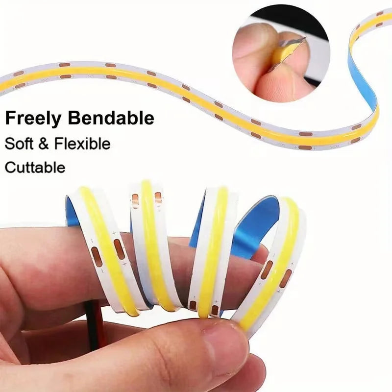 1 Roll of Cob Spotless Led Light Strip with Battery Box (Battery Not Included), Low Voltage 5V, Battery Box Powered (Battery Not Included), White Light/Warm Light/Neutral Light, Suitable for Space-Themed Decoration, Ca