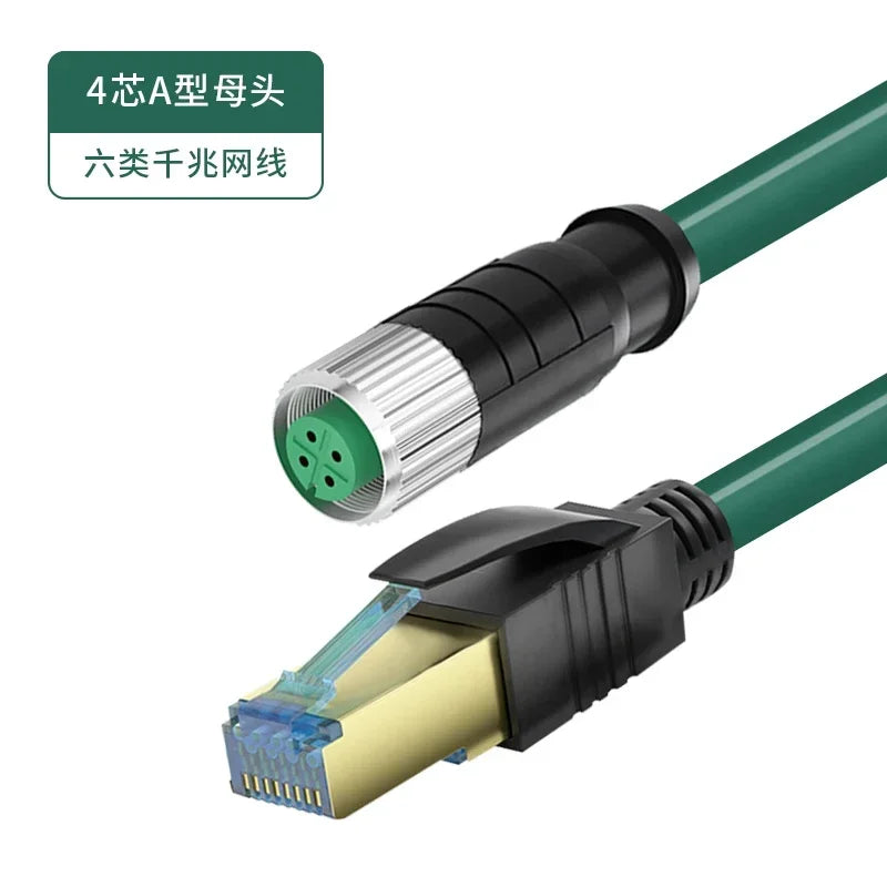 Waterproof M12 8Pin X Code to RJ45 Connector Cable 4Pin A/D-Type CAT6 Ethernet Wire Industrial Camera Shielded Twisted Pair Line