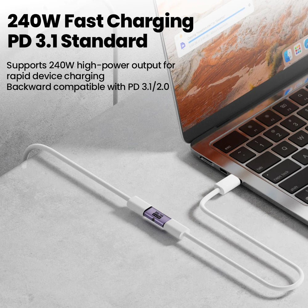 PD 240W Fast Charging Type C Adapter 80Gbps 16K@60Hz Type C Female To USB C Female Converter OTG For iPhone 15 16 Tablet Laptops