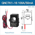 Split Core Current Transformer CT QNCTK1-10 5A 5mA 5A 2.5mA 2000 1 1000 QNCTK1-16 100A 50mA 100A 40mA Clamp Current Sensor