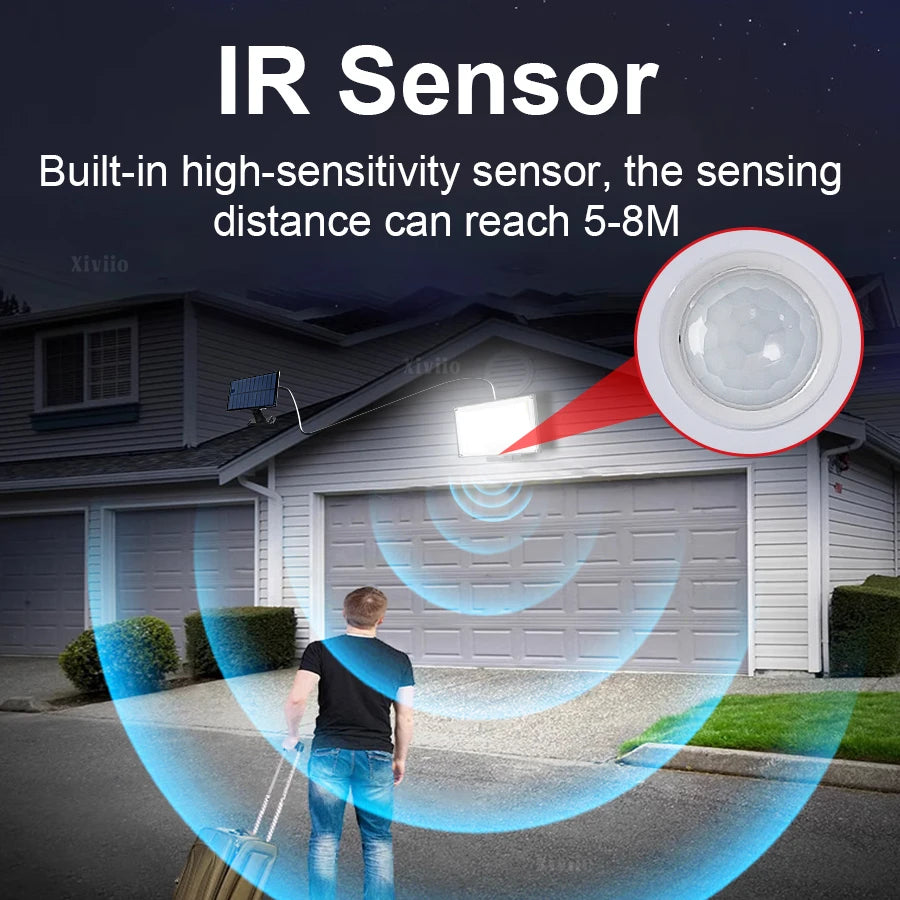600W 344LED Outdoor Solar Led Lights 3 Modes Motion Sensor Solar Flood Lights Waterproof Security Lights Exterior Solar Lamp
