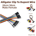 10pcs-5-1pcs 20cm 30cm Alligator Clip To Dupont Wire 10Pin Male Crocodile Clip To Jumper Wire 10pin Female Test Lead for Arduino