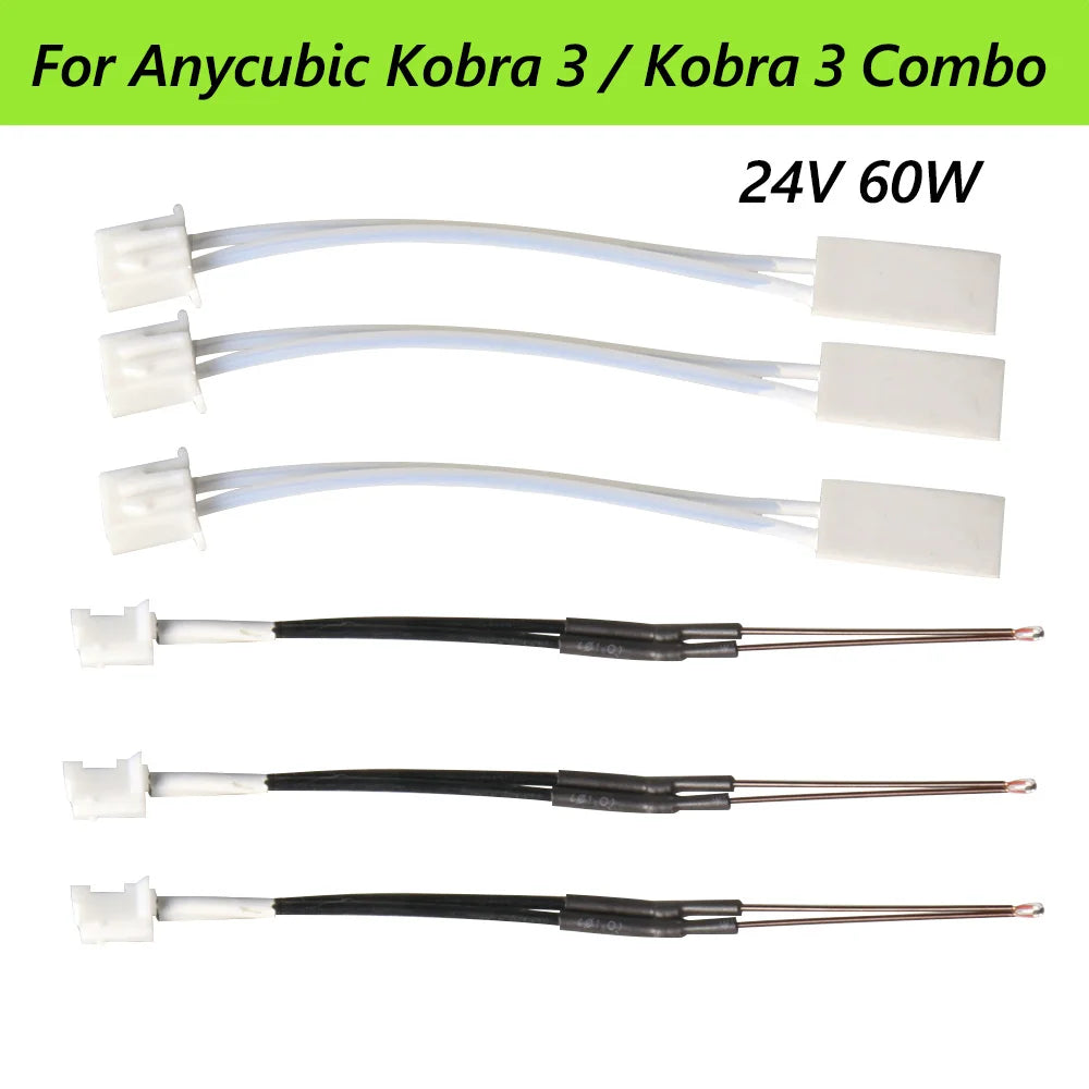 Ceramic Heater Thermistor For Anycubic Kobra 3 Hotend Upgrade Kobra 3 Print Head 24V 60W Heating Tube Kobra 3 Combo Accessories