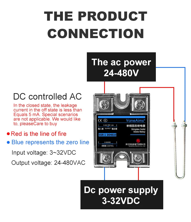 SSR-40DD DD SSR 10A 25A 40A 60A 80A 100A 120A DC control DC Solid State Relay Module for PID Temperature Control