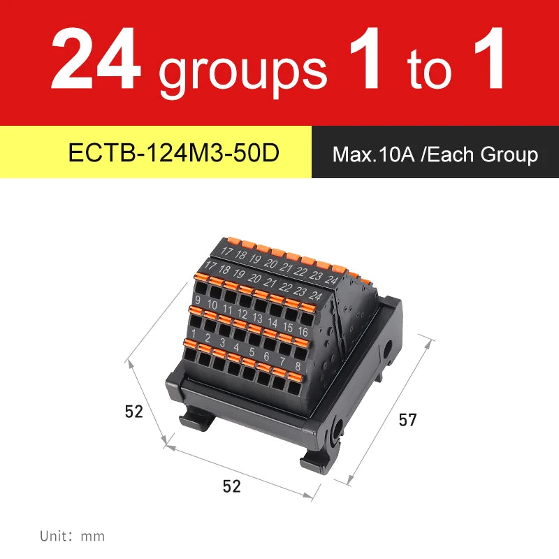ENMG Spring terminals Save Wiring Split Terminal Block ECTB 10A Power Splitter PLC Terminal Block One to One One One to One10~64