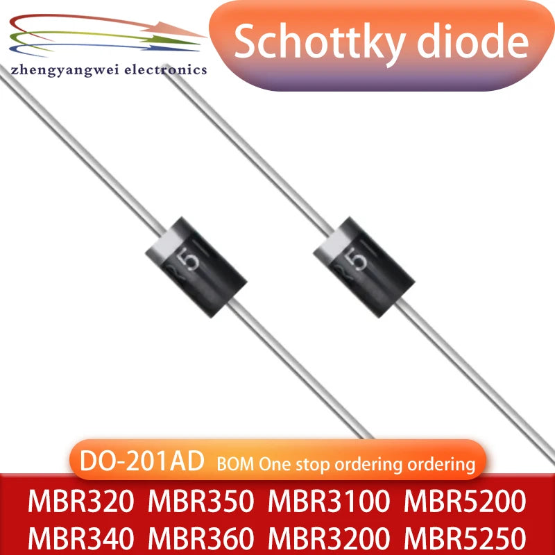 MBR320 MBR340 MBR350 MBR360 MBR3100 MBR3200 MBR5200 MBR5250 20PCS DO-201AD Schottky Barrier Rectifier Diode