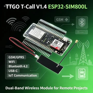 TTGO T-Call V1.4 ESP32-SIM800L GSM/GPRS Module, WiFi Bluetooth 4.2 USB-C for Arduino IoT