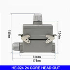 High Base Rectangular Heavy Duty Connectors 4 6 8 10 16 20 24 32 48 Core Pins 16A Waterproof Aviation Plug Top Side Outlet