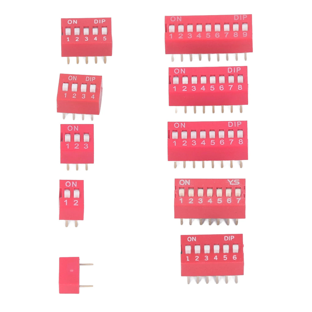 45Pcs Dip Switch Assorted Kit On Off Toggle 2.54mm Range 1 2 3 4 5 6 7 8 9P for Circuit Breadboards Toggle Switch