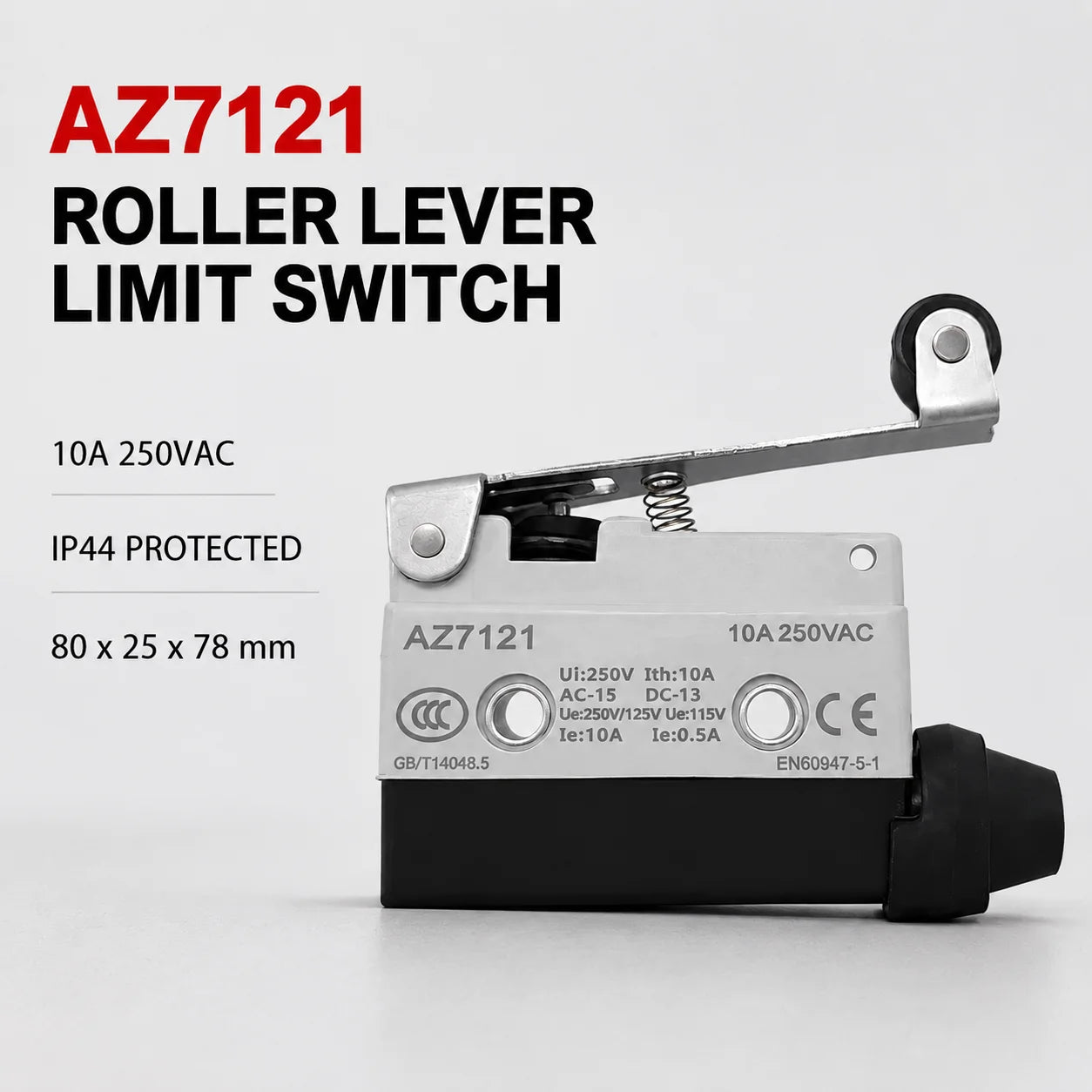 TEZUO AZ7121 IP44 Roller Lever Limit Switch 10A 250VAC Micro Travel Switch