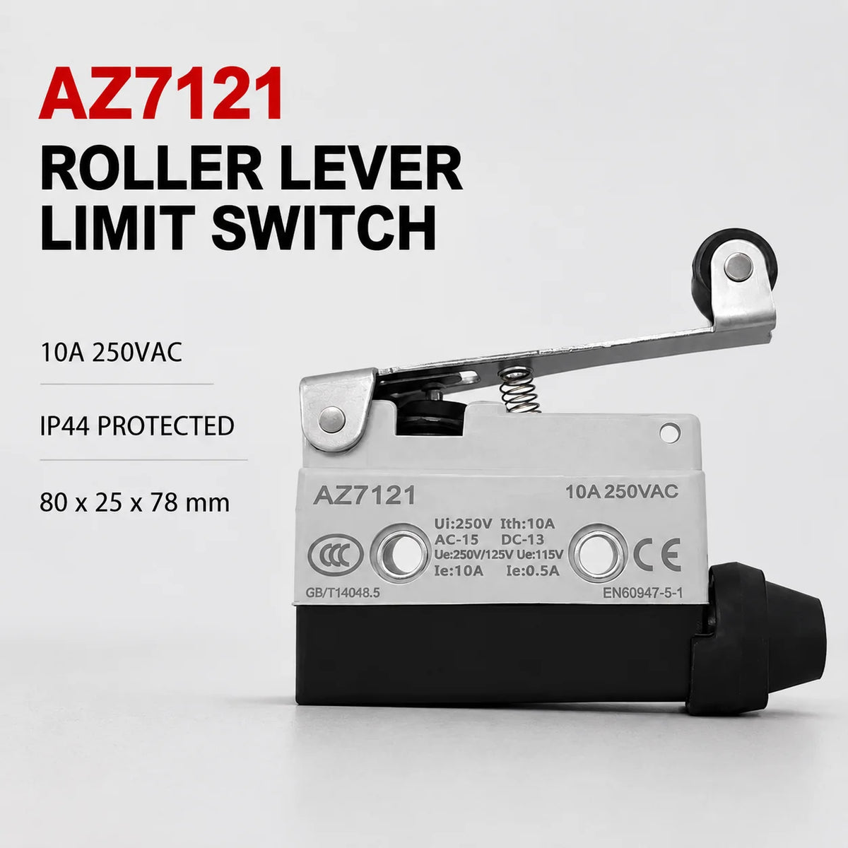 TEZUO AZ7121 IP44 Roller Lever Limit Switch 10A 250VAC Micro Travel Switch