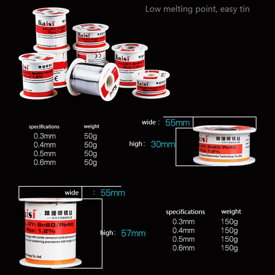 40g/140g 0.3/0.4/0.5/0.6mm Lead Low Melting Point Solder Wire Sn60Pb40 Flux 1.2% High Purity Rosin Tin Wire Mobile Phone Repair