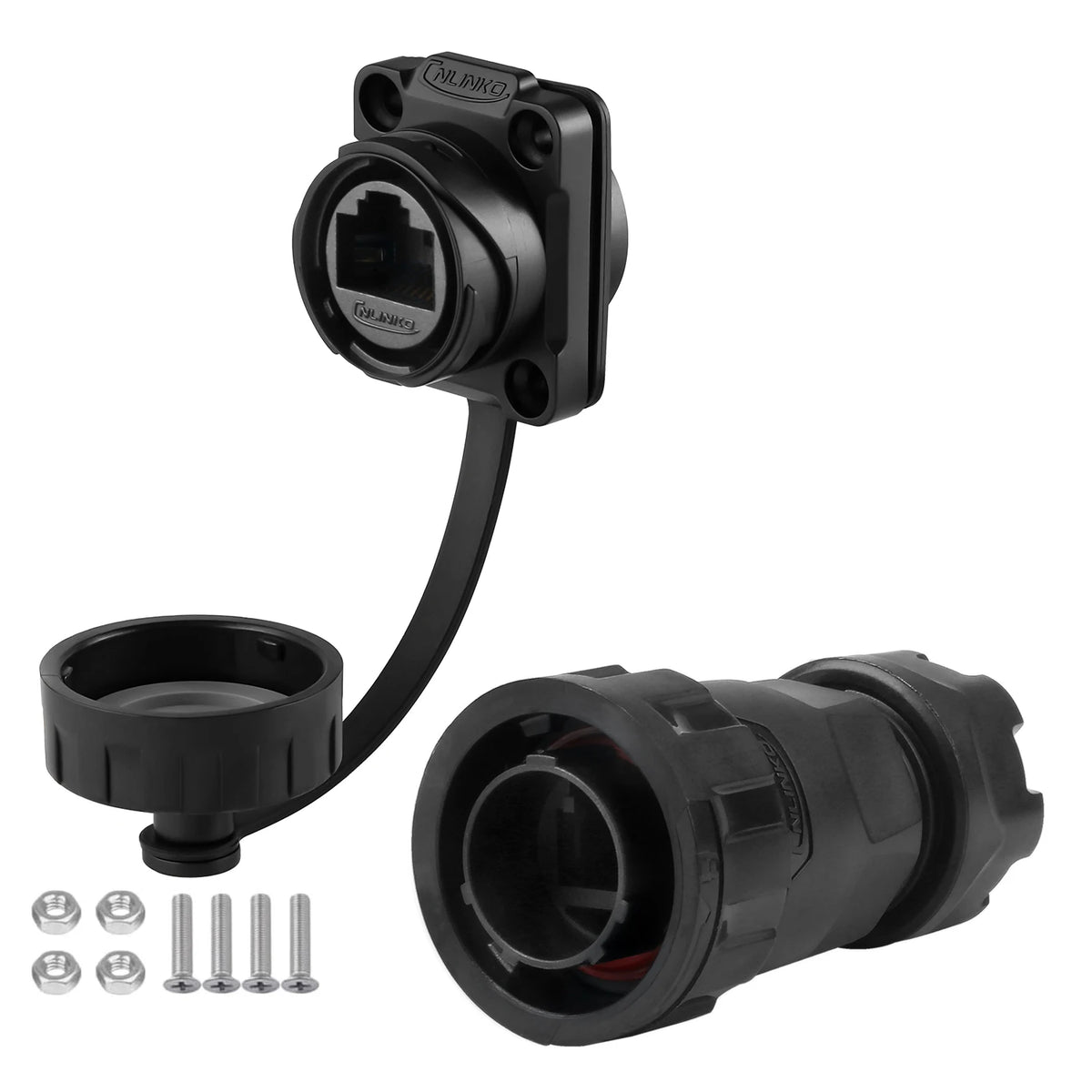 CNLINKO YM20 PBT Waterproof IP68 Circular RJ45 Connector 8P8C CAT6 Bayonet Lock for Outdoor & Indoor CCTV Ethernet Network