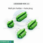 2set 3.5MM Through Wall Plug in Terminal Blocks Connector 15EDGWB/KM-3.5mm with Flange 2/3/4/5/6/7/8/9/10-24 Pin
