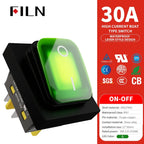 30A/250V Heavy Duty 4 Pin DPST IP67 Sealed Waterproof T85 Auto Boat Marine Toggle Rocker Switch with LED 12V 220V 30x22
