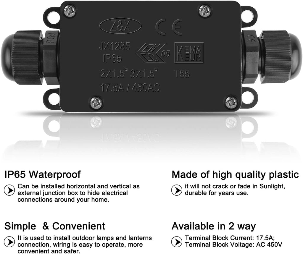 1/2pcs IP65 Waterproof Outdoor External 2 Way PG9 Electrical Underground Cable Wires Power Cord Wiring Junction Box Connector