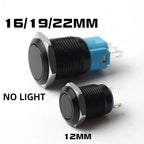 12/16/19/22MM black metal switch button self-locking latching reset power button start stop car motorcycle 6/12/24/220V on off