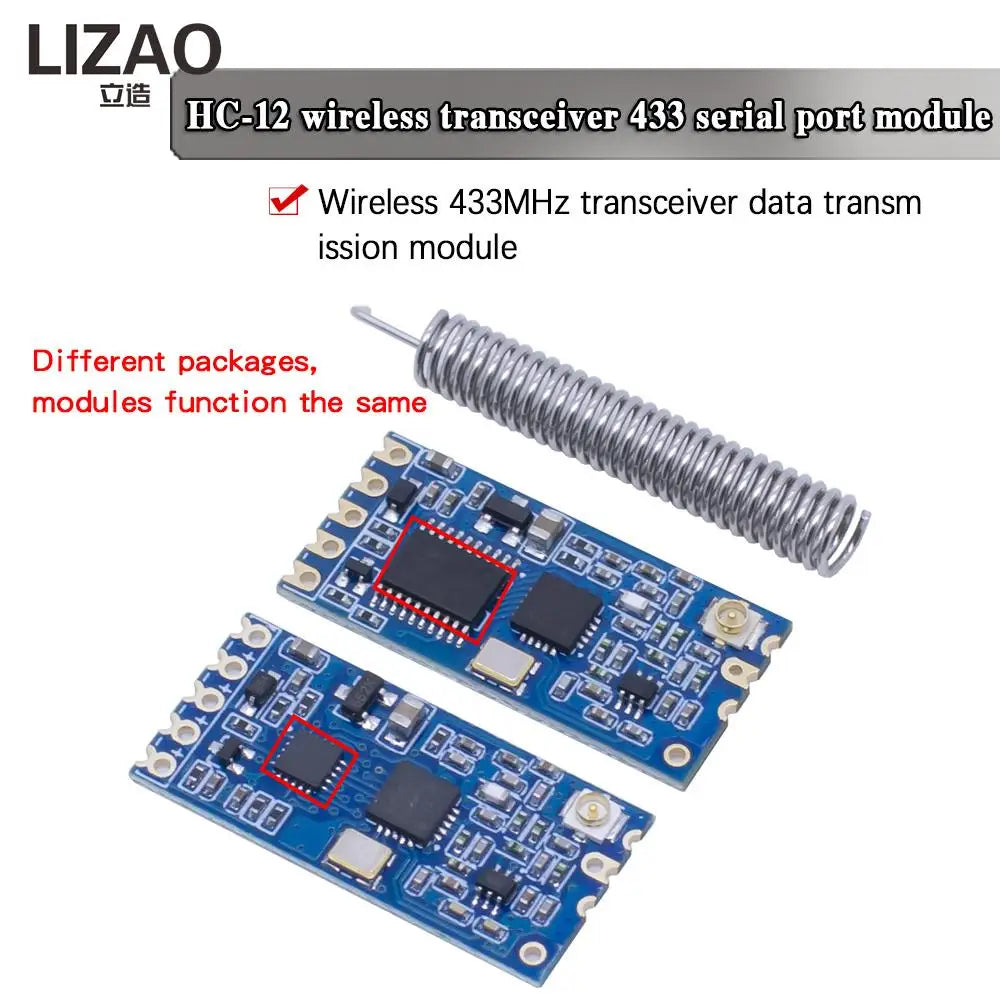 LIZAO HC-12 SI4463 433MHz Wireless Serial Module, 1000m Communication, Serial Alternative for Bluetooth Home IoT Automation