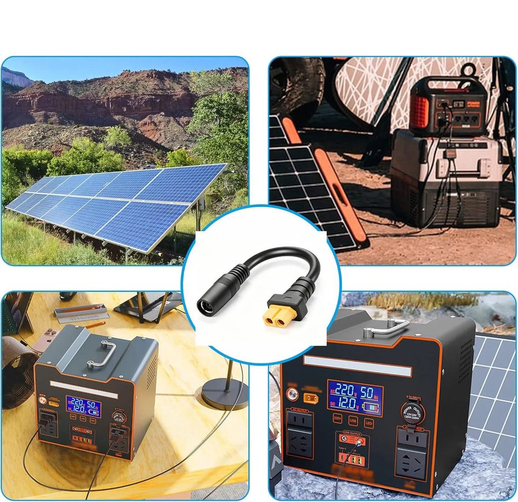 1pc XT60 Female to DC 8020 8.0mm x 2.0mm Female Adapter Cable Connectos Solar Generator Portable Power Station 14AWG